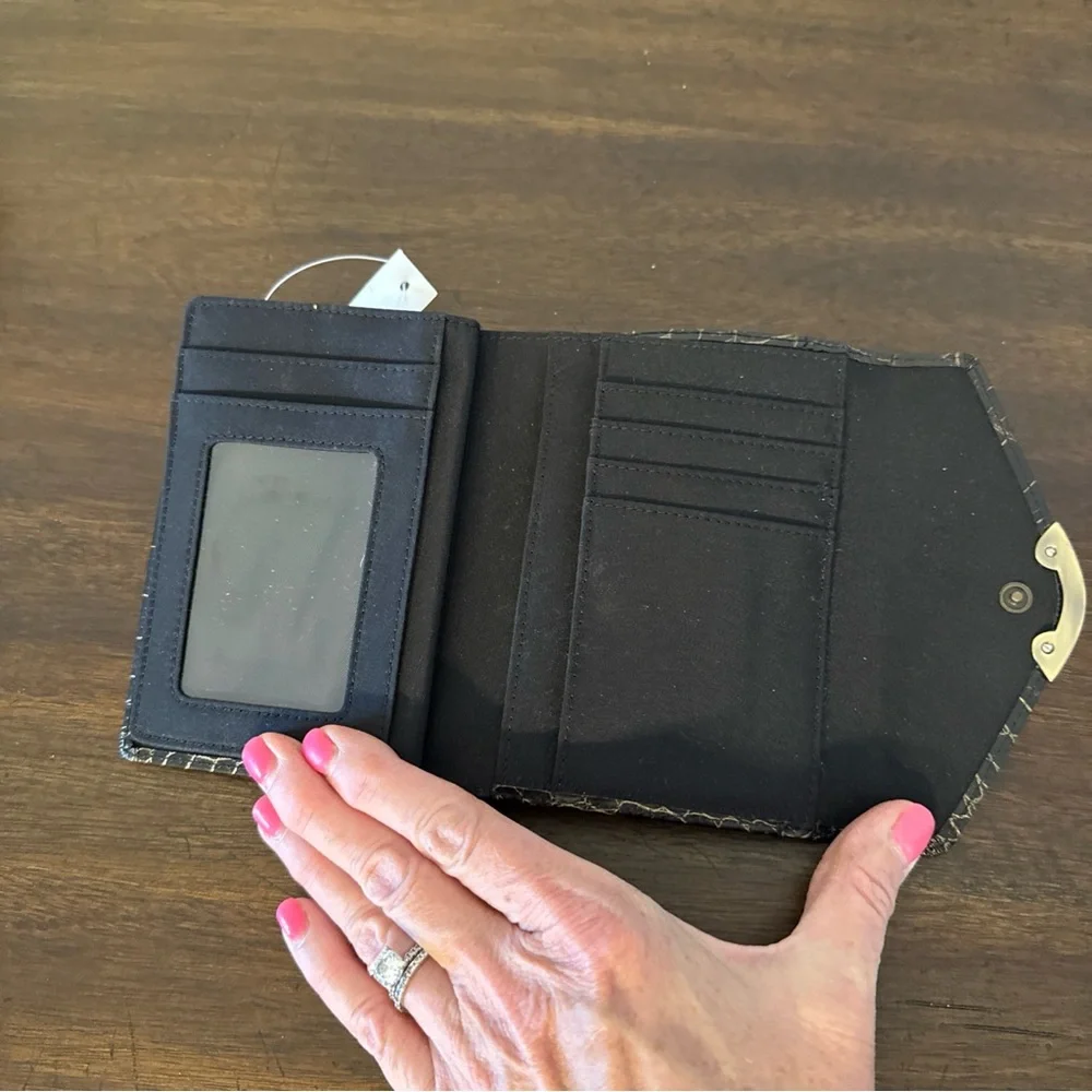 NWT Vintage Lauren Ralph Lauren Croc Embossed Wallet W Golden Hardware Black - Picture 6 of 8